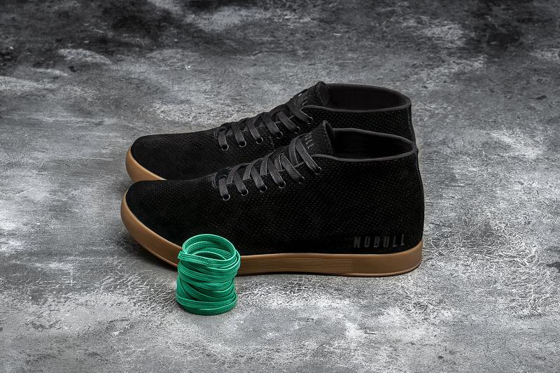 Nobull Dark Gum Suede Mid Men's Trainers Black | USA X1355Y